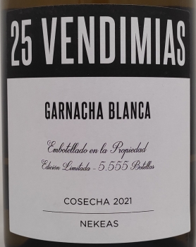 Bodegas Nekeas 25 Vendimias Garnacha Blanca 2021 Navarra Weißwein trocken 0,75l